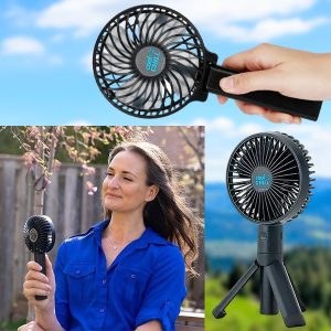 2-in-1 Oplaadbare Draagbare Driepoot Miniventilator | HANDCOLIO